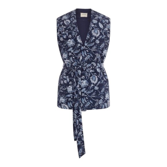 NWT Sonmer Quilted Floral Print Belted Long Vest Cottagecore Women's Small - Picture 3 of 12